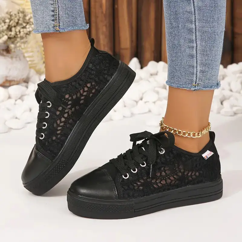  Lace Crochet Platform Sneakers Apparel