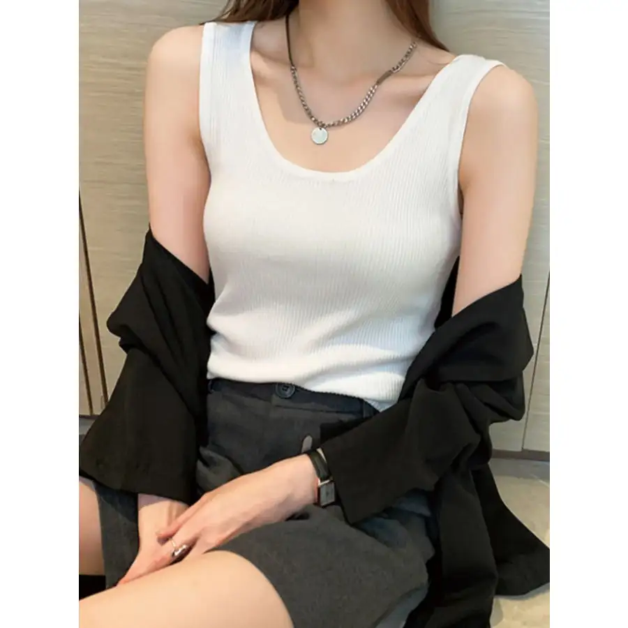 Plus Size Ribbed Scoop Neck Tank