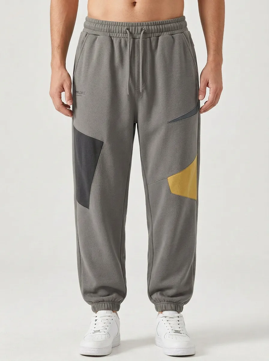 Angled Panel Colorblock Cuffed Joggers