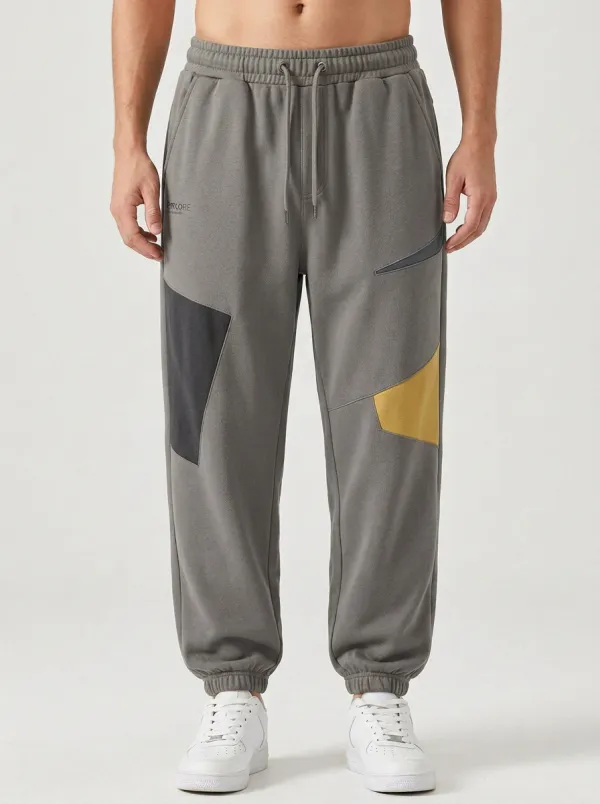 Angled Panel Colorblock Cuffed Joggers
