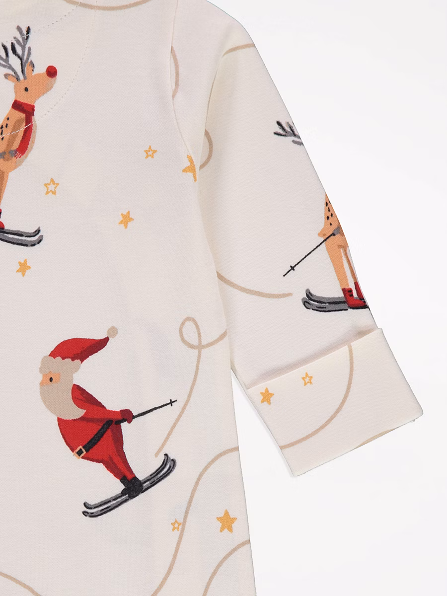 Christmas Cream Jingle Reindeer Matching Family Baby Sleepsuit detail 2