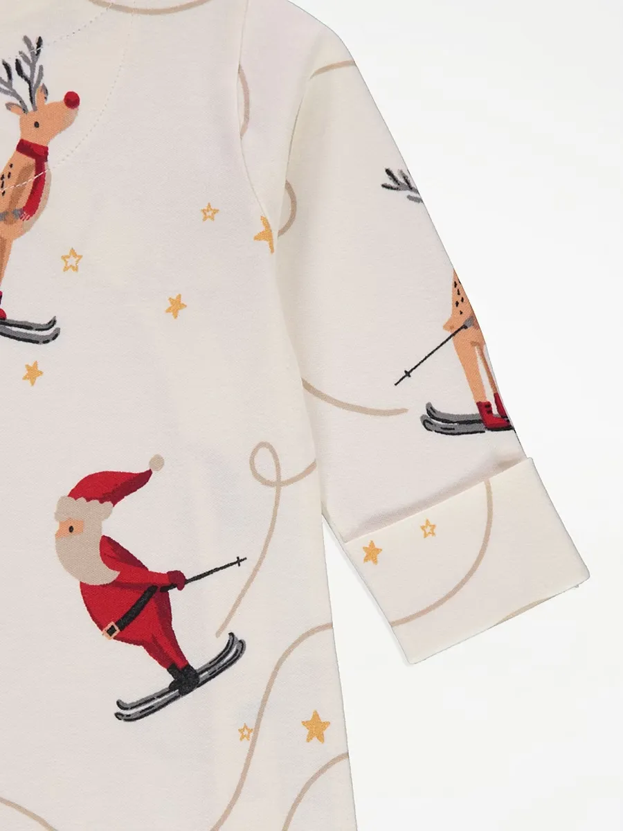 Christmas Cream Jingle Reindeer Matching Family Baby Sleepsuit