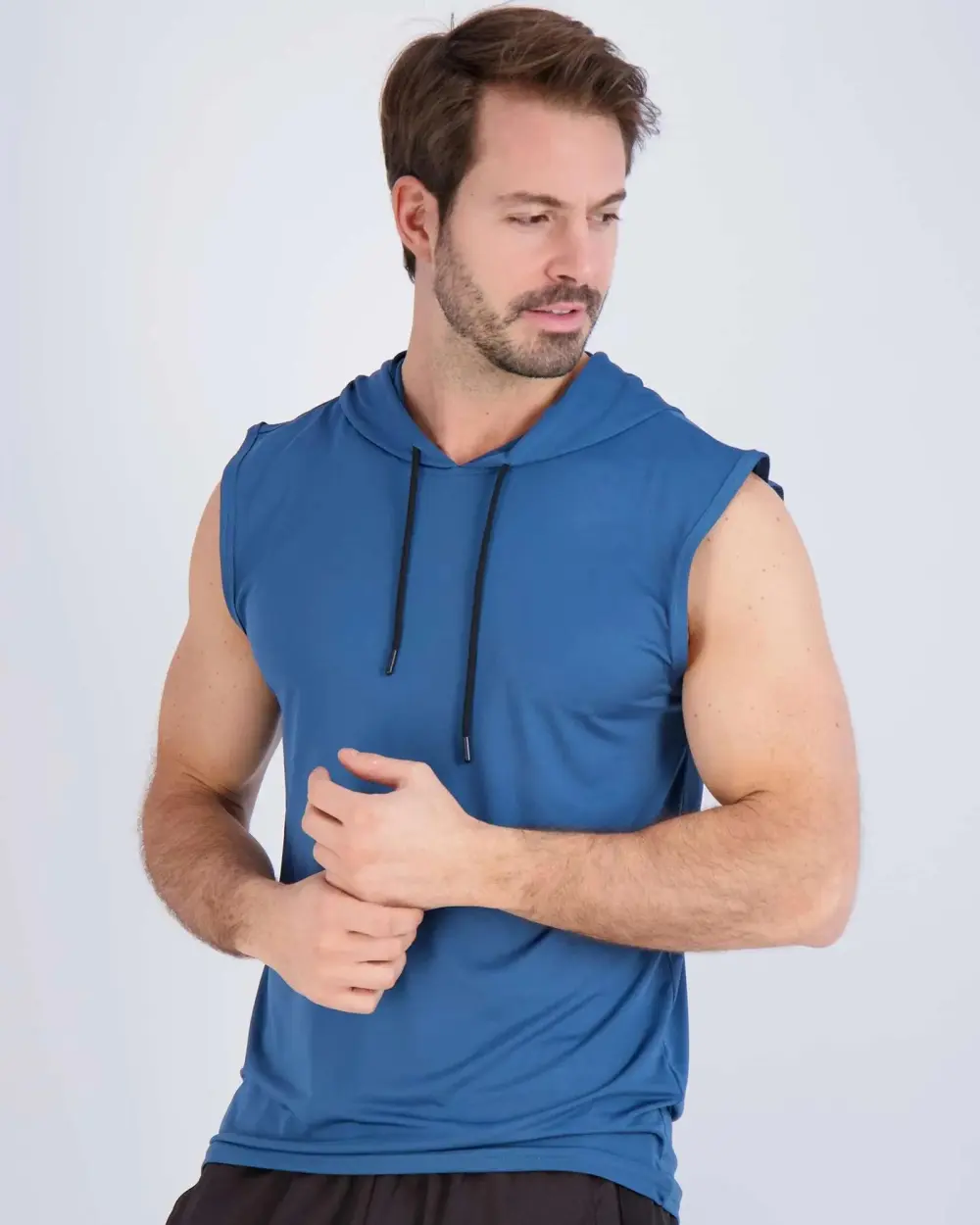 Men's Dry-Fit Active Hooded Tank Top Workout Drawstring Top (Available in Big & Tall)