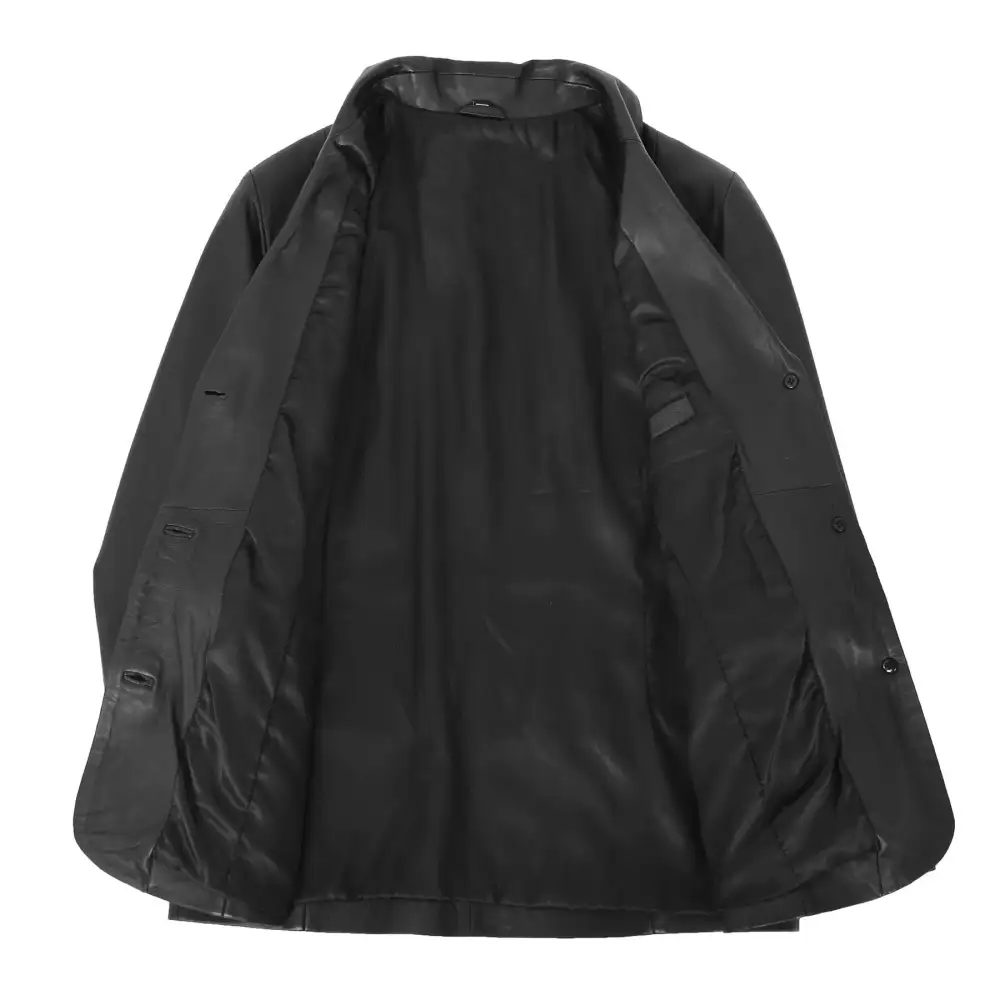 Button Front Leather Blazer