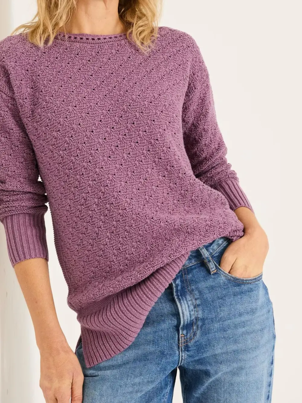 Purple Knitted 100% Cotton Sweaters