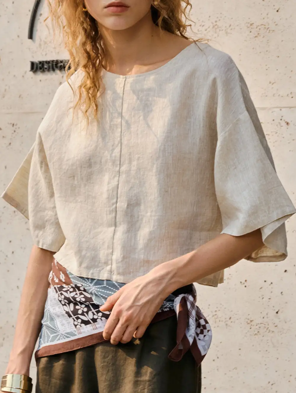 Linen Crew Neck Short Sleeve Tee