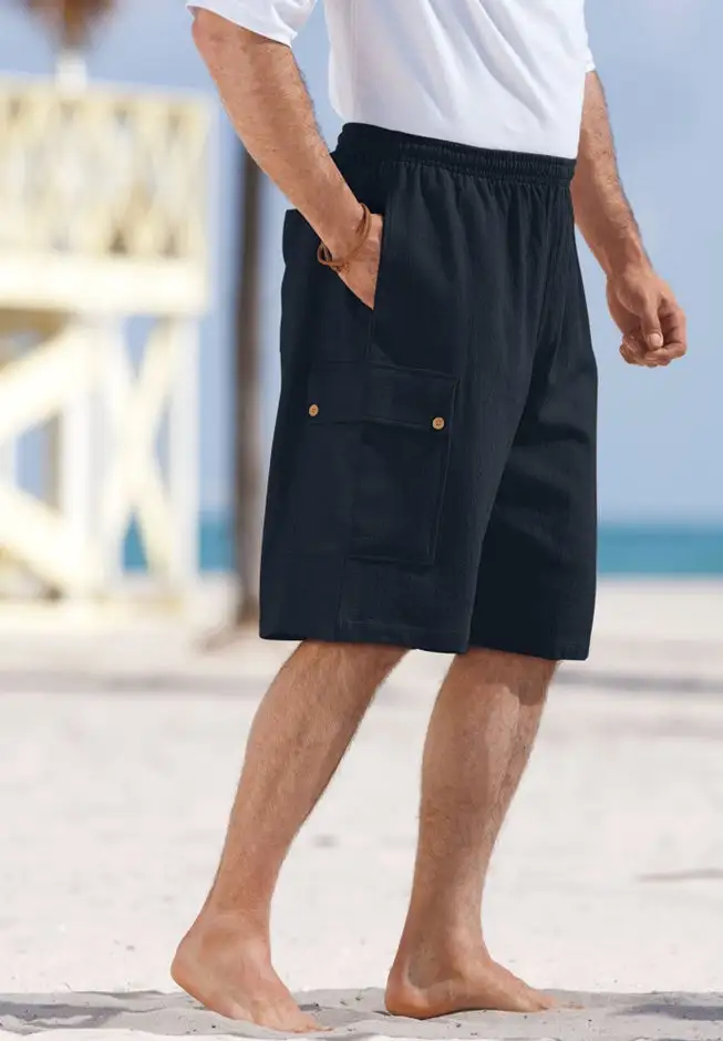 Full Elastic Waist Gauze Cargo Shorts