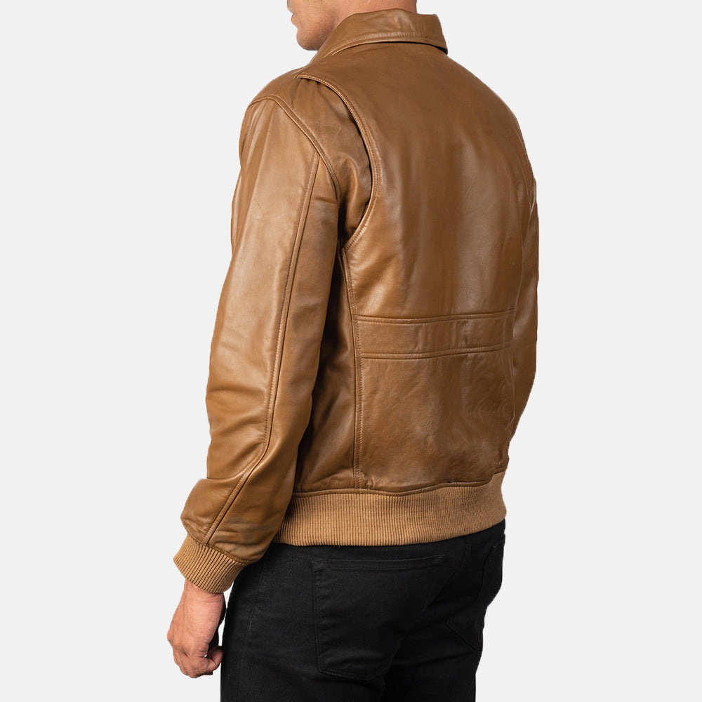 Men's Panel Detail Bomber Leather Jacket