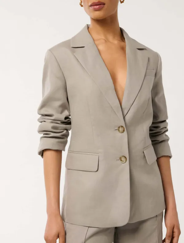 Petite Two Button Linen Blazer