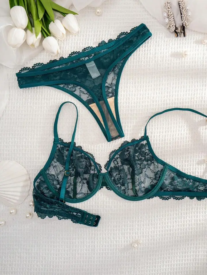 Delicate Lace Sheer Bra And Panty Set