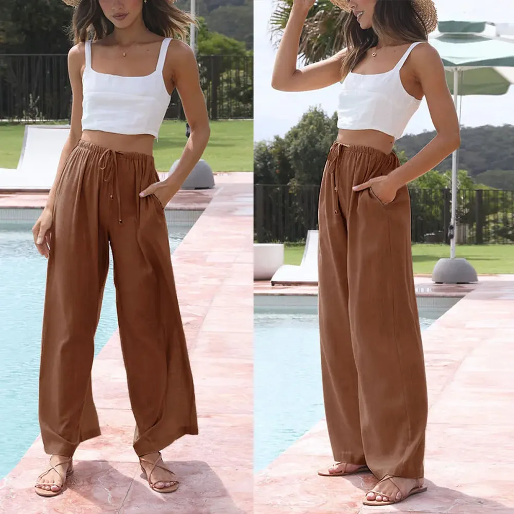 Women's Cotton Linen Summer Palazzo Pants