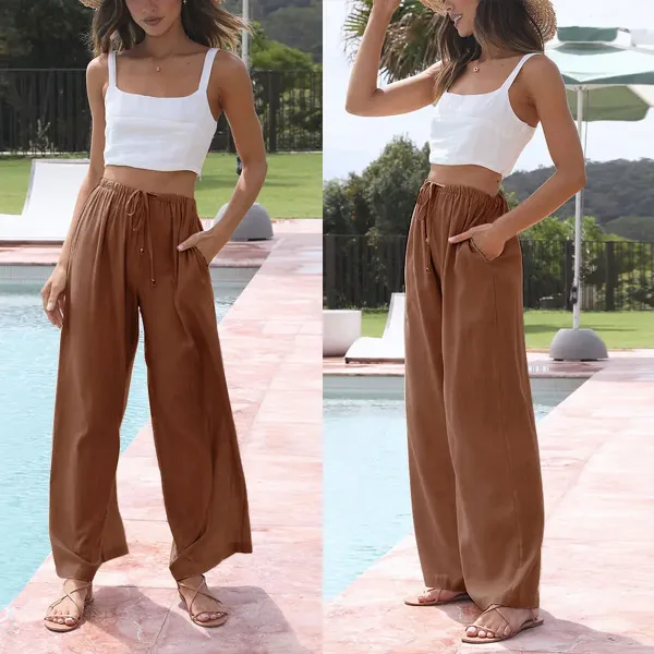Women's Cotton Linen Summer Palazzo Pants