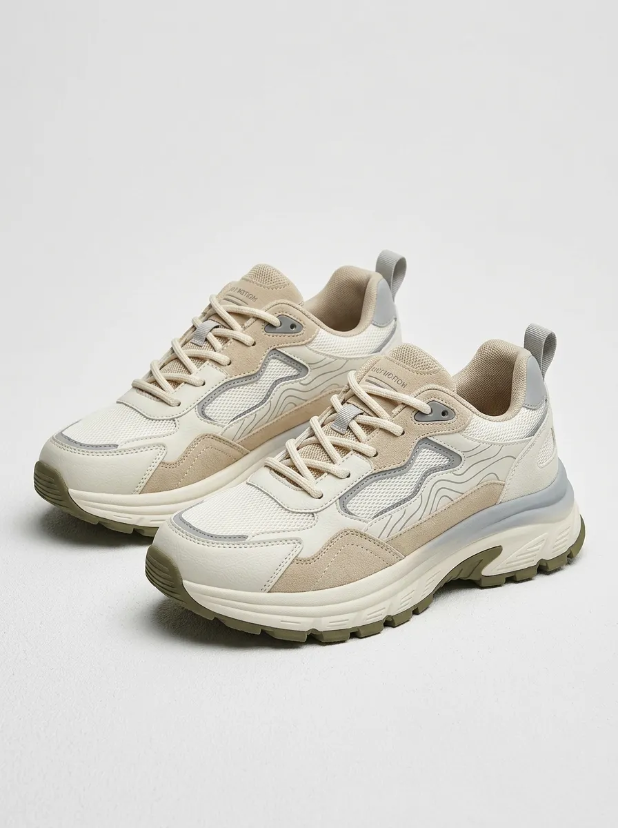 Sporty Hiking-Inspired Topographic Casual Sneakers