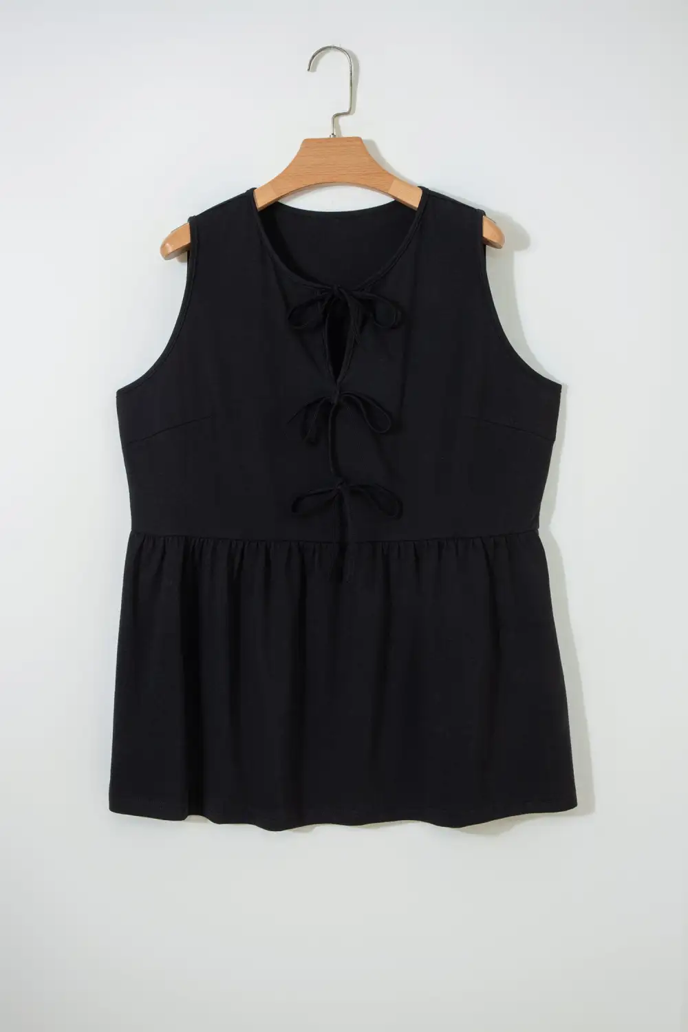 Plus Size Solid Color Bow Tie Peplum
