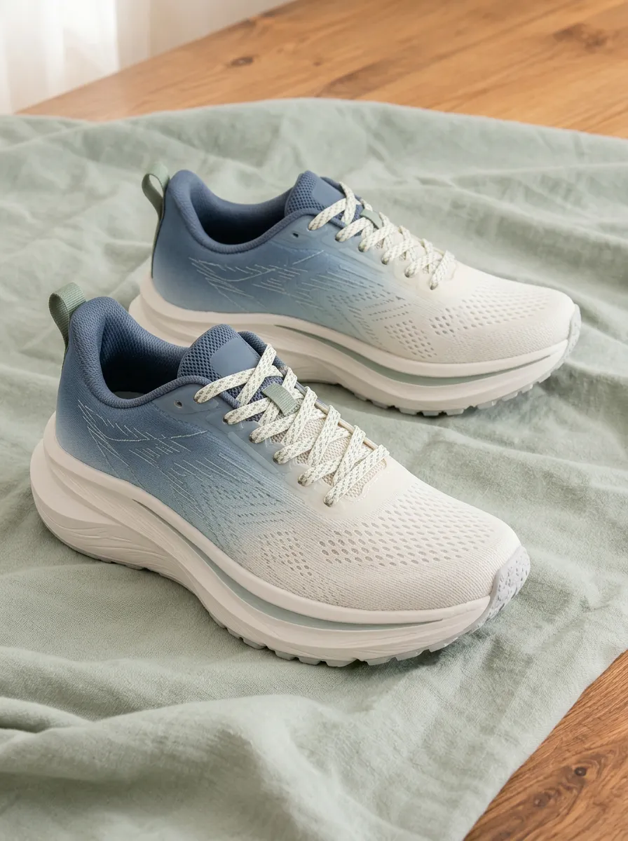 Women's Blue Ombre Mesh Pattern Printed Sneakers