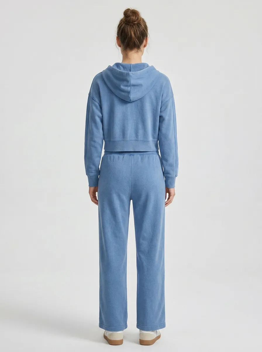 Zip-Up Lounge Women's Cropped Zip-Up Hoodie Jogger Active Set