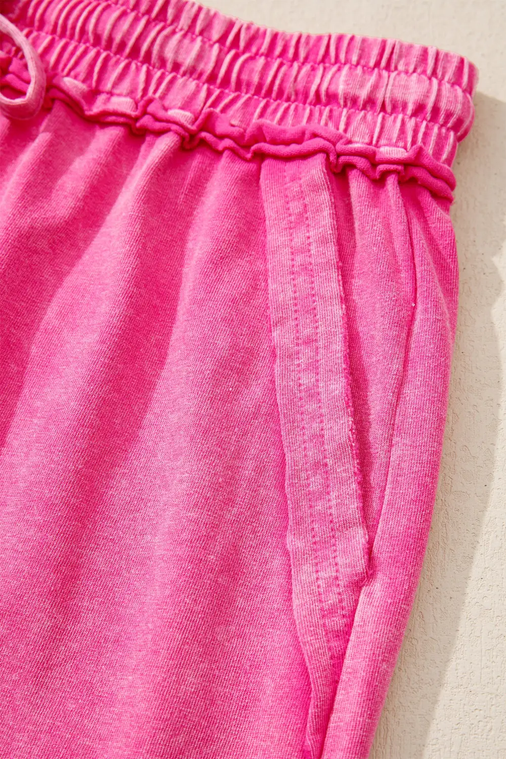 Rose Red Mineral Washed Drawstring Elastic
