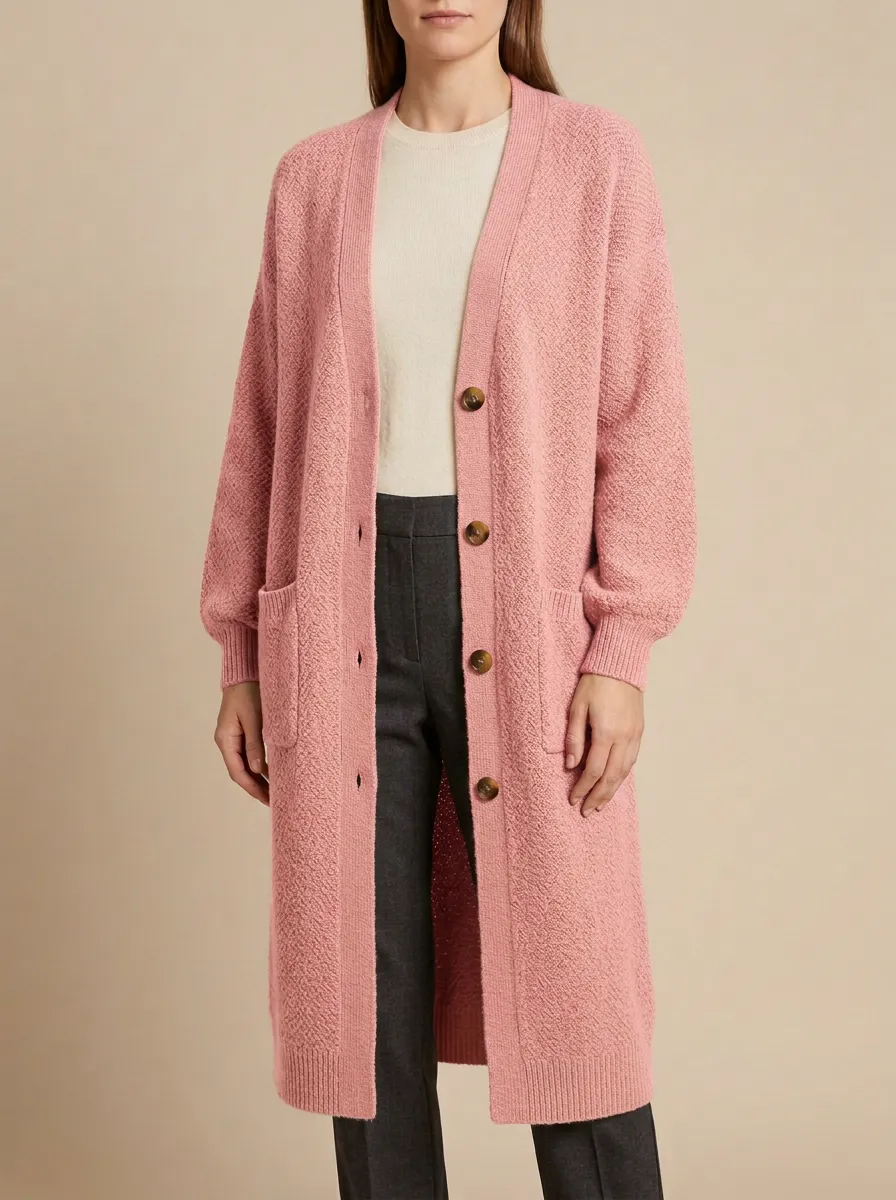 Women's Button Detail Minimal Knit Cardigan