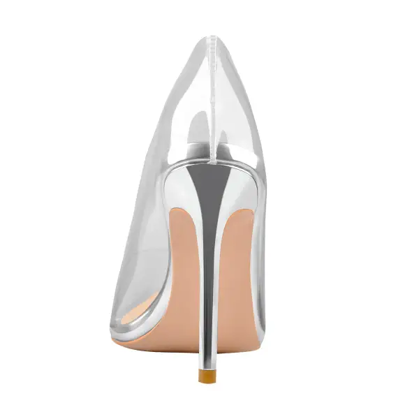 Modern Pointed Toe Transparent Heel Slip On Pumps