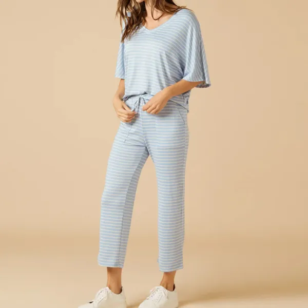Comfortable Everyday Pajama Set Long Stripes