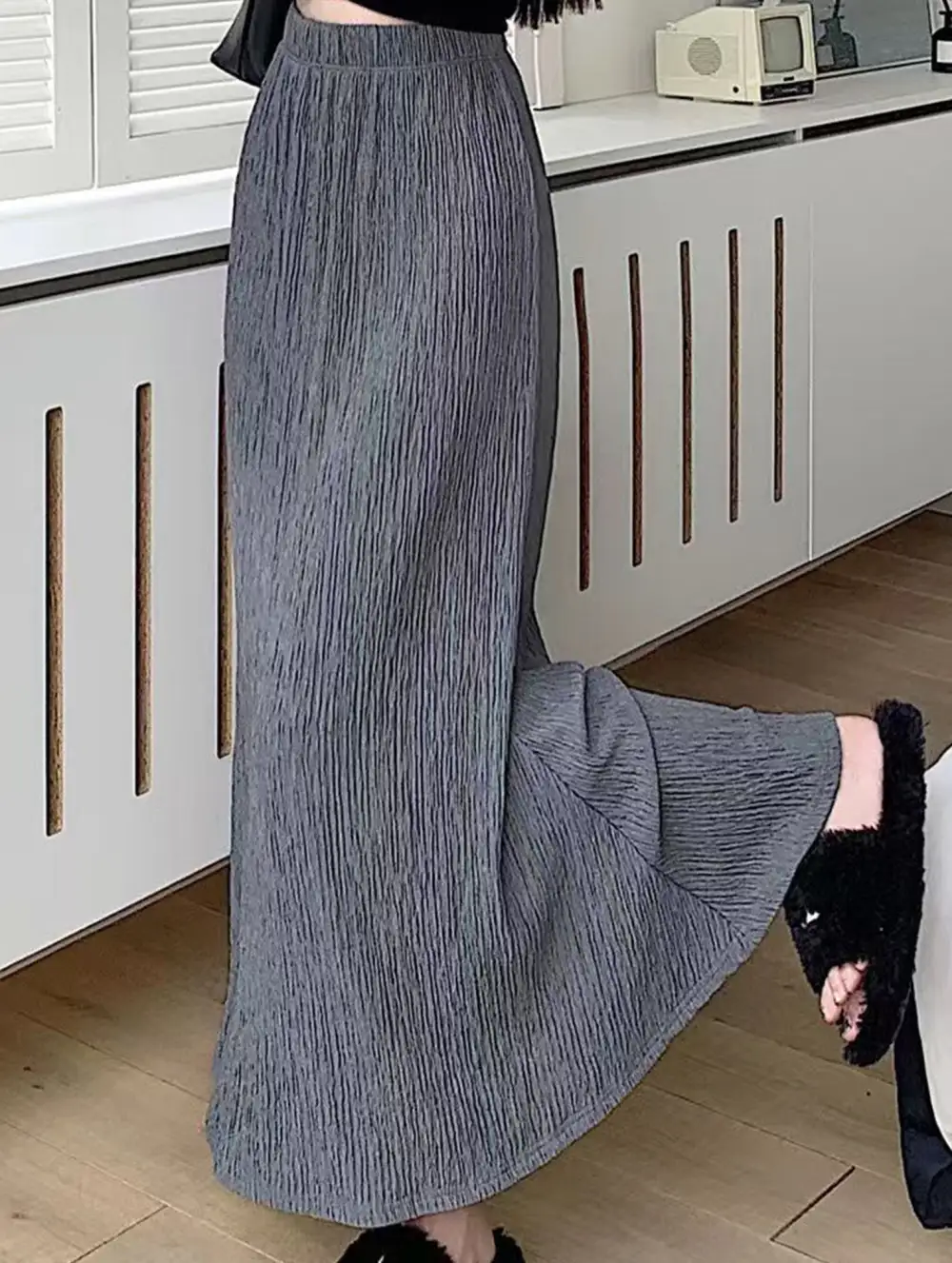 Ruched Mermaid Midi Skirt
