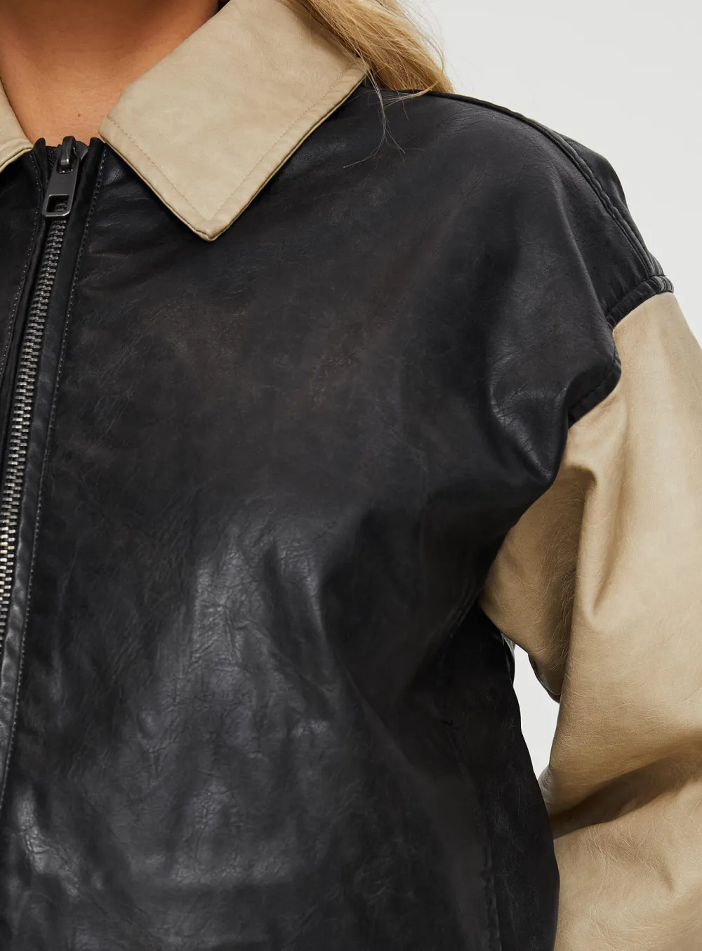 Women’s Easy Layer Faux Leather Bomber Jacket