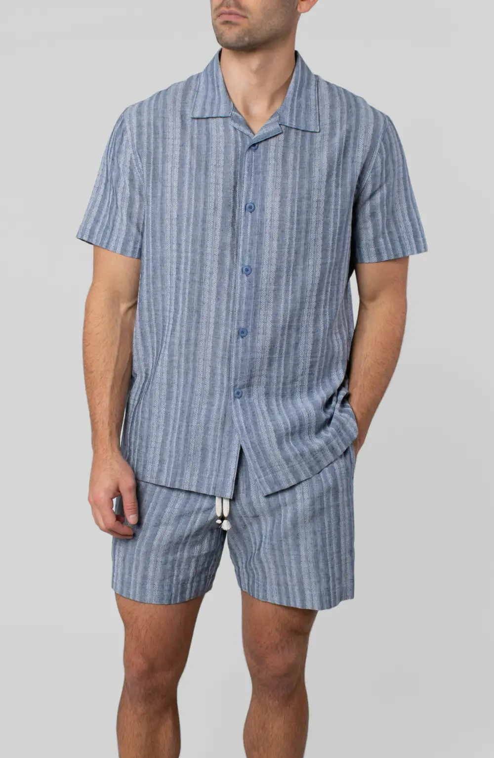 Men's Lightweight Cotton Linen Drawcord Shorts