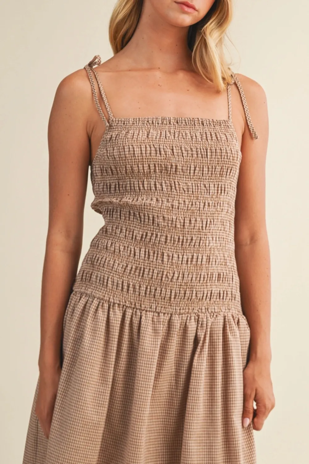 Smocked Gingham Maxi Dress