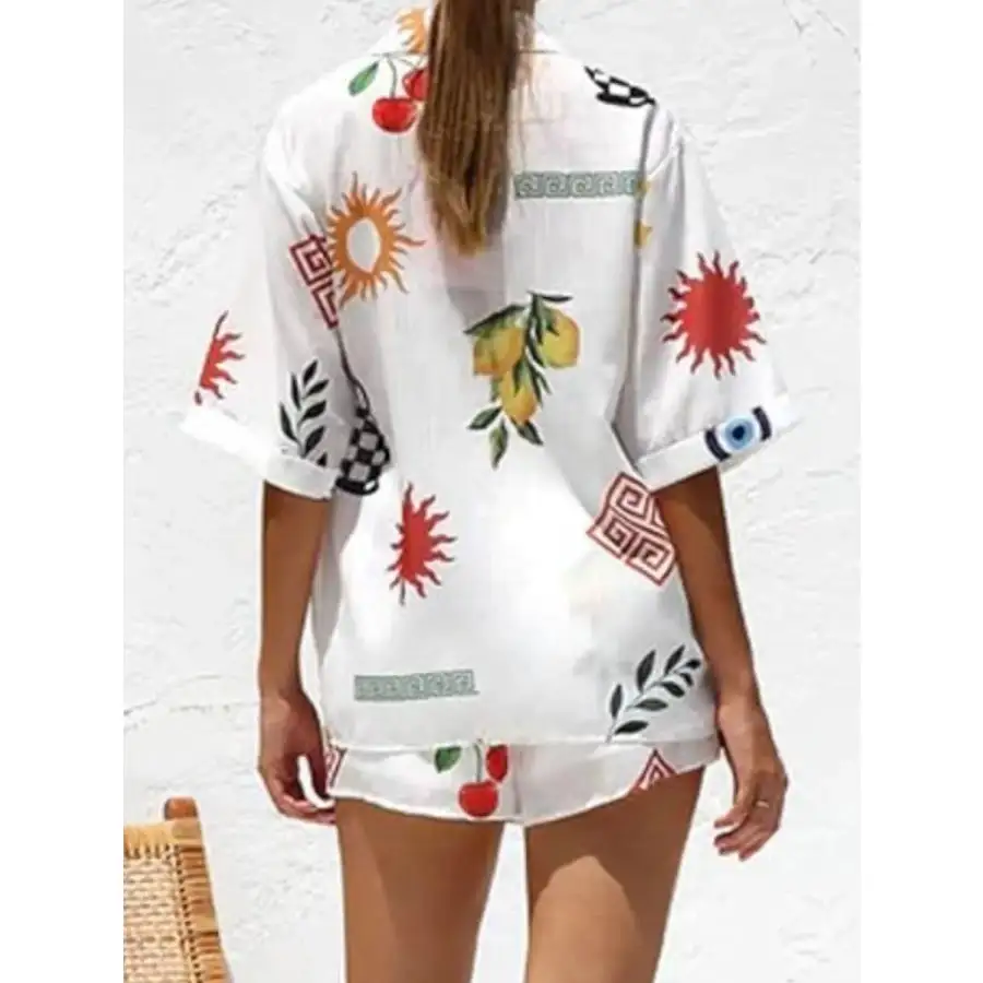Relaxed Printed Button Up Top and Shorts Set