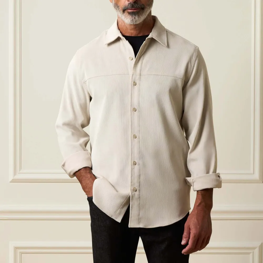 Men's Modern Regular Fit Corduroy Crewneck Shirt
