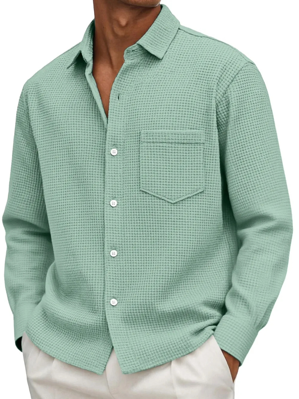 Roomy Textured Knit Pocket Shirt