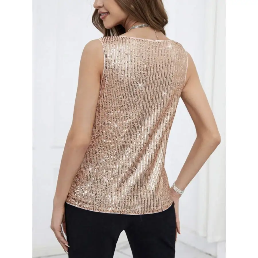 Sequin Cowl Neck Tank