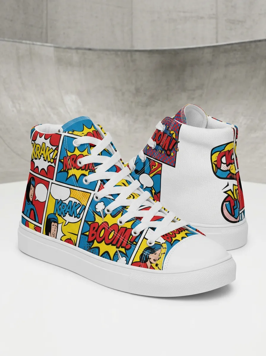 Weekend Comic Book Pop Art Printed Canvas Shoes