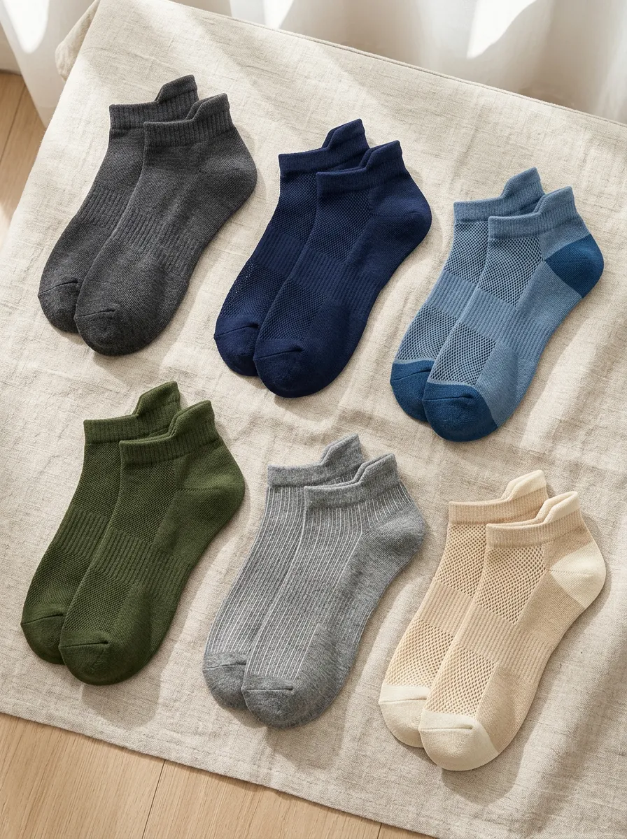 Men's Refined Mesh Breathable Ankle Socks Set