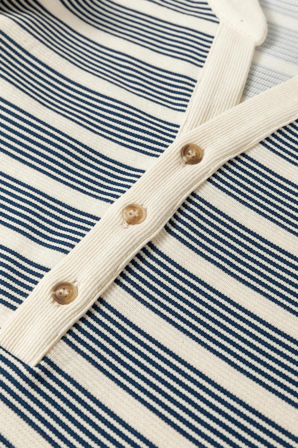 Blue Striped Button Front Midi Dress