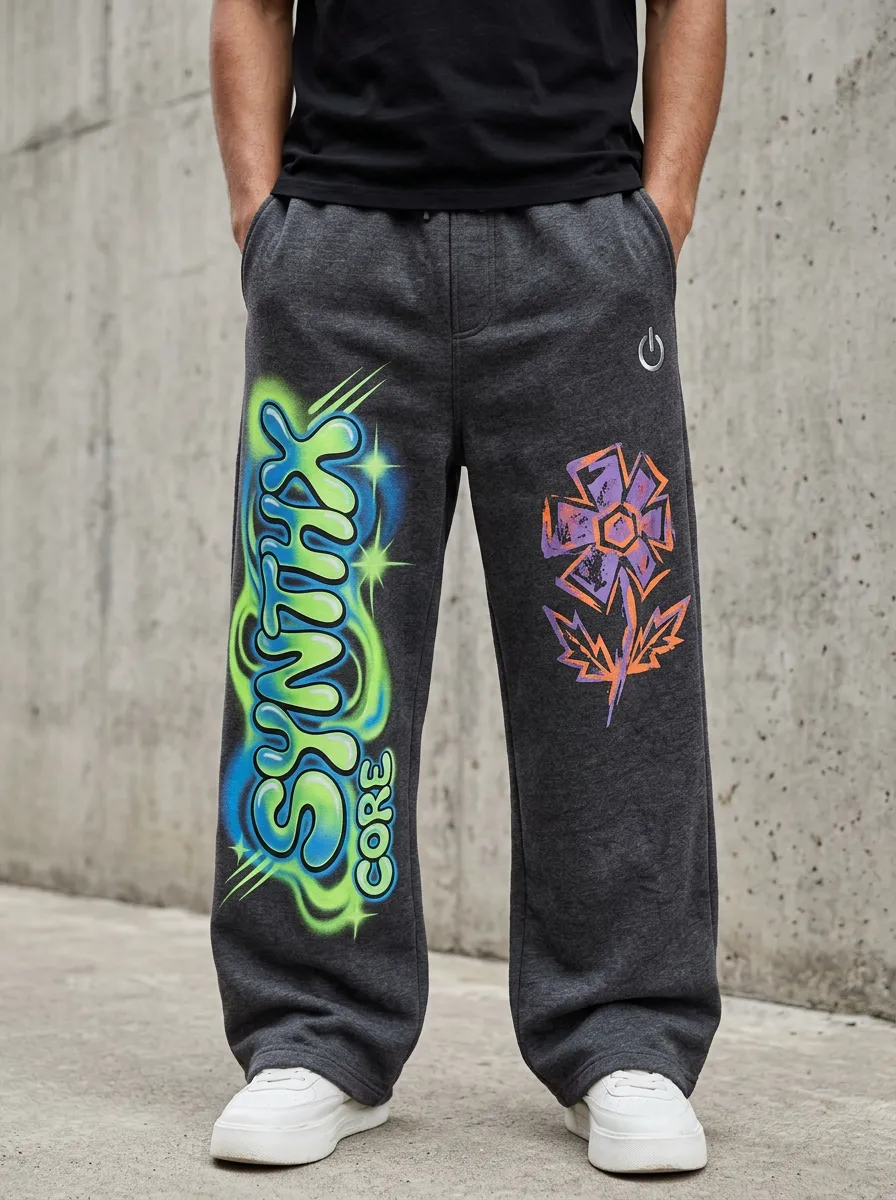 Unisex Bold Streetwear Graffiti Floral Sweatpants