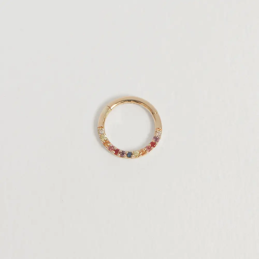 Sapphire Rainbow Clicker Hoop Earring