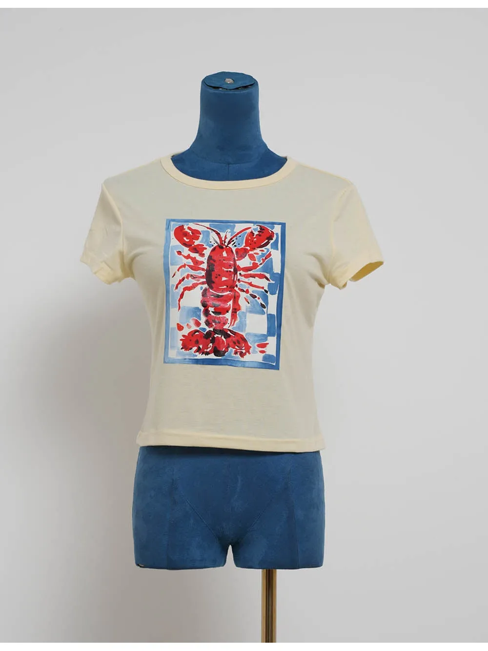 Lobster Chic Pullover Short Sleeves Crop T-shirt