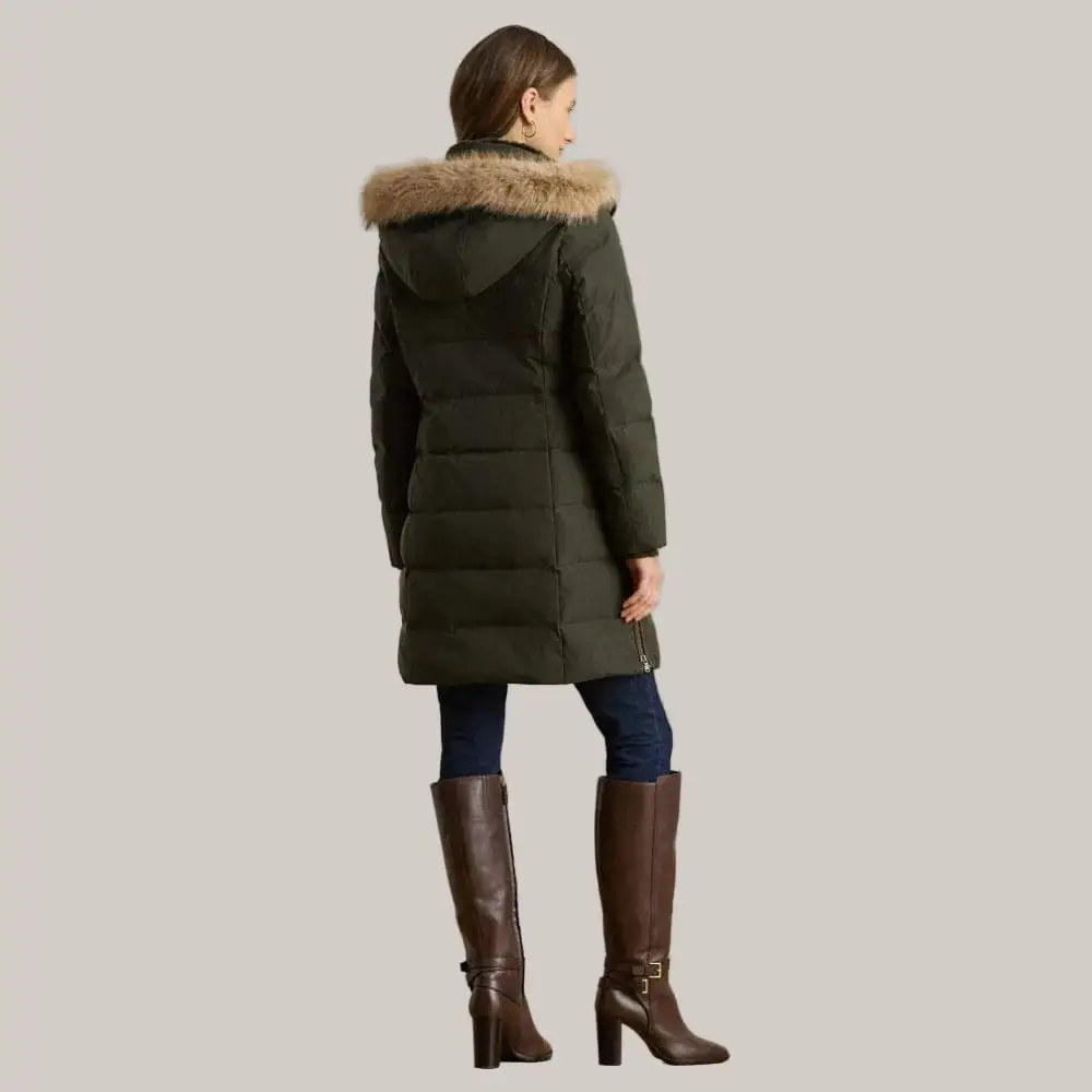 Modern Down Faux-Fur Hooded Women's Coat