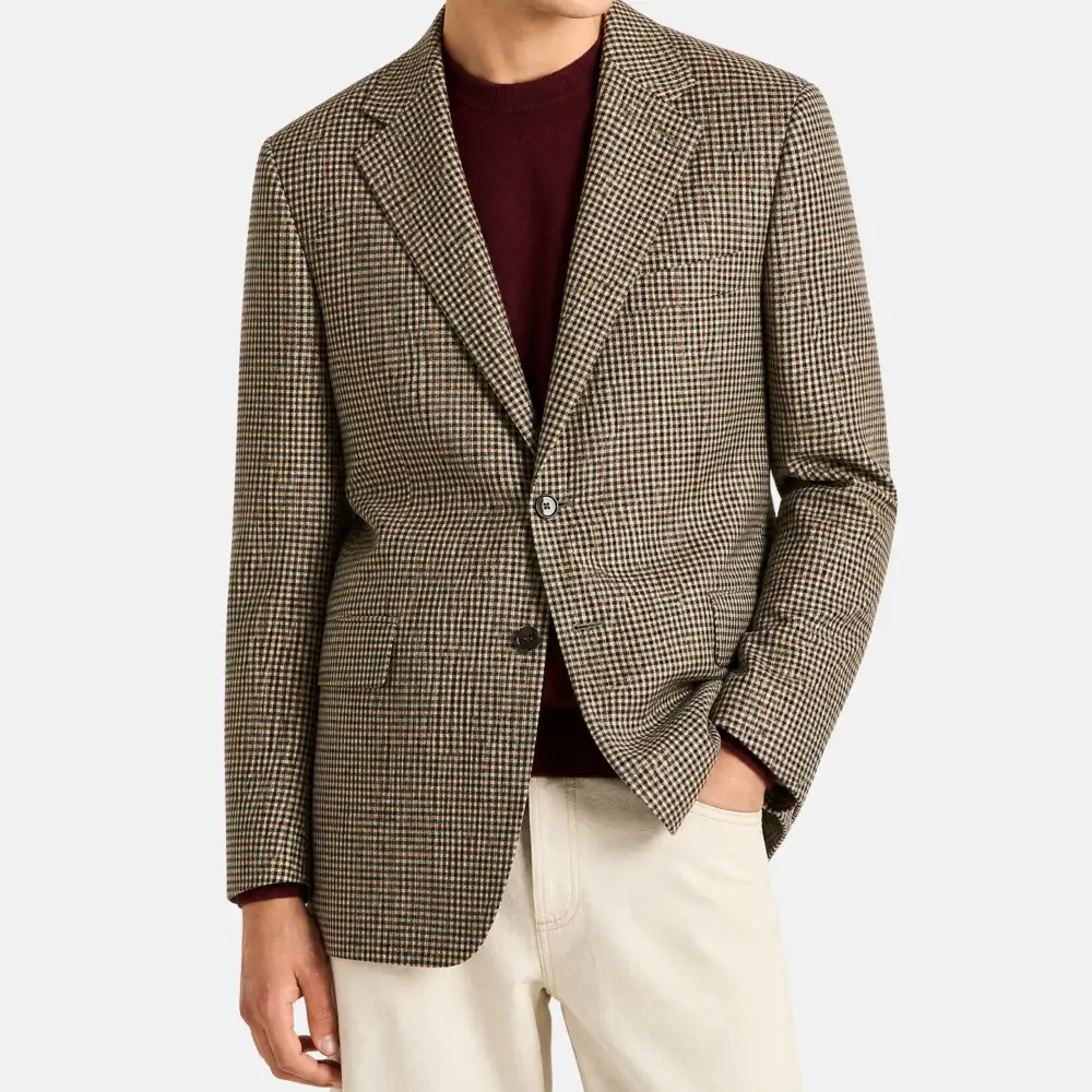 Checkered Wool Blazer Jacket