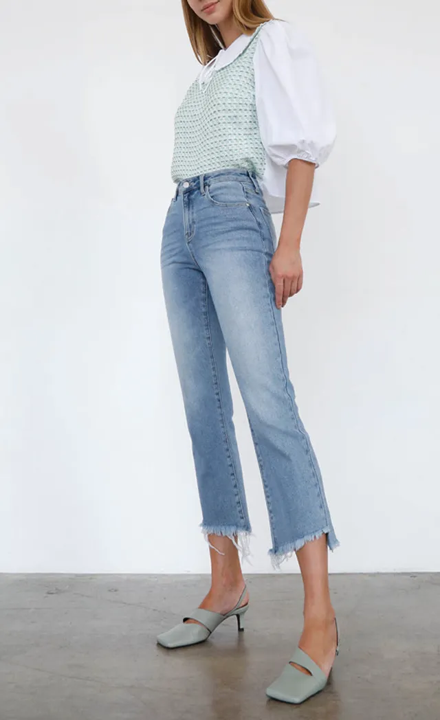 Relaxed Mid Rise Cropped Bootcut Jeans
