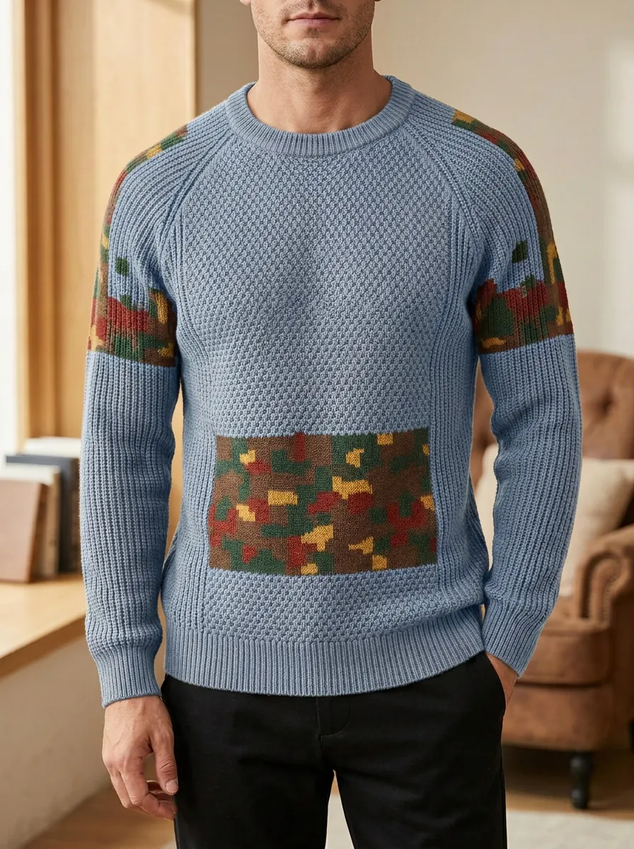Men's Geometric Camo Sweater