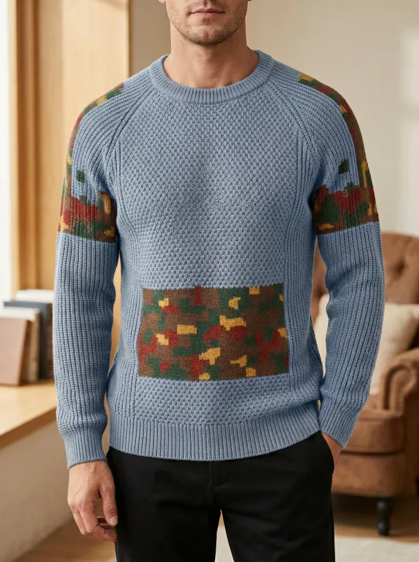 Men's Geometric Camo Sweater