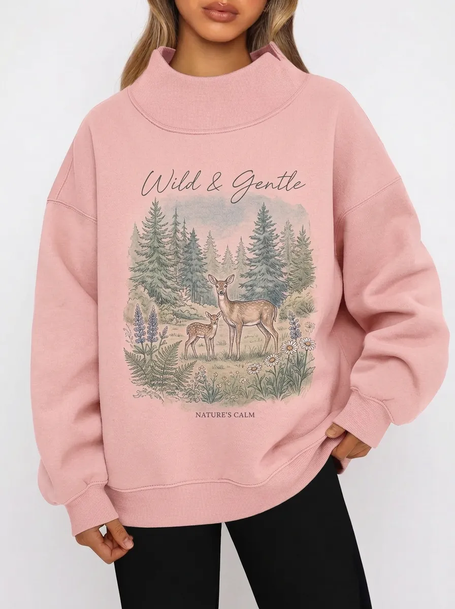 Women's Nature Deer Forest Wild & Gentle Graphic Sweatshirt