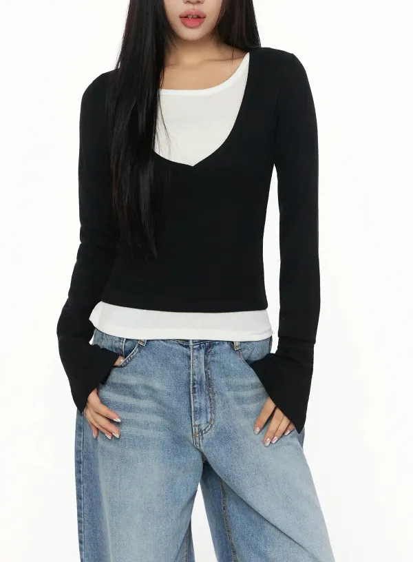 Button Detail Ribbed Tee