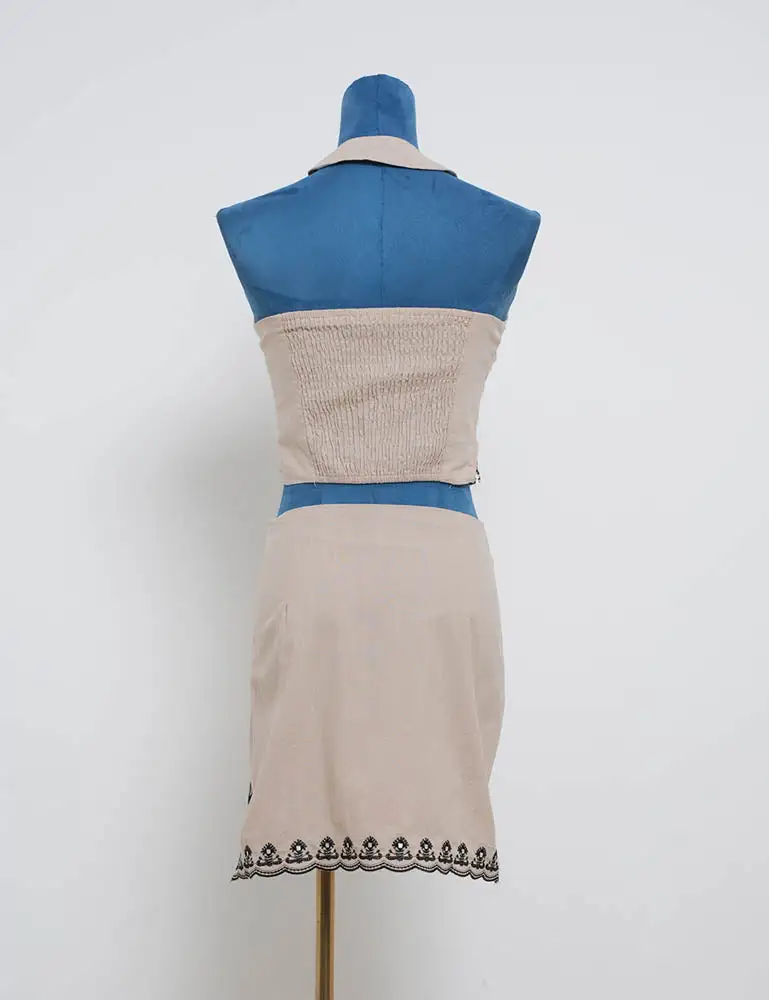Boho Embroidery Color Block Cami Top Skirt Two Piece Set