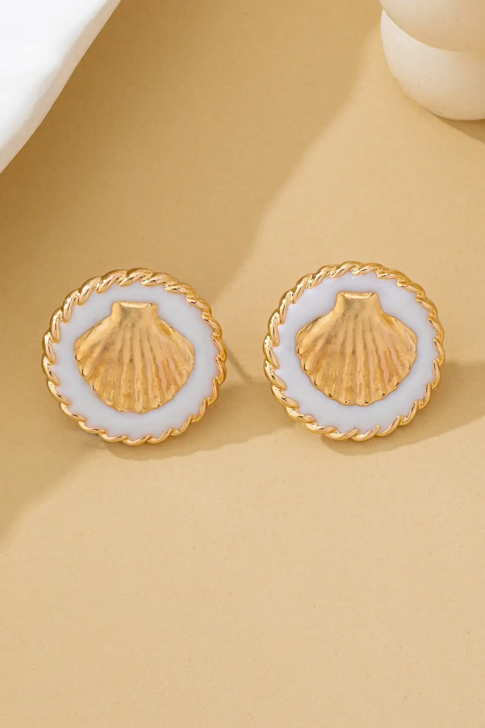 Nautical Seashell namel Stud arrings