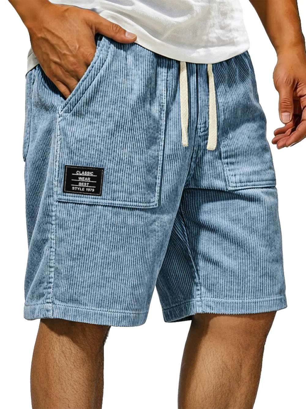 Corduroy Pocket Seamed Shorts