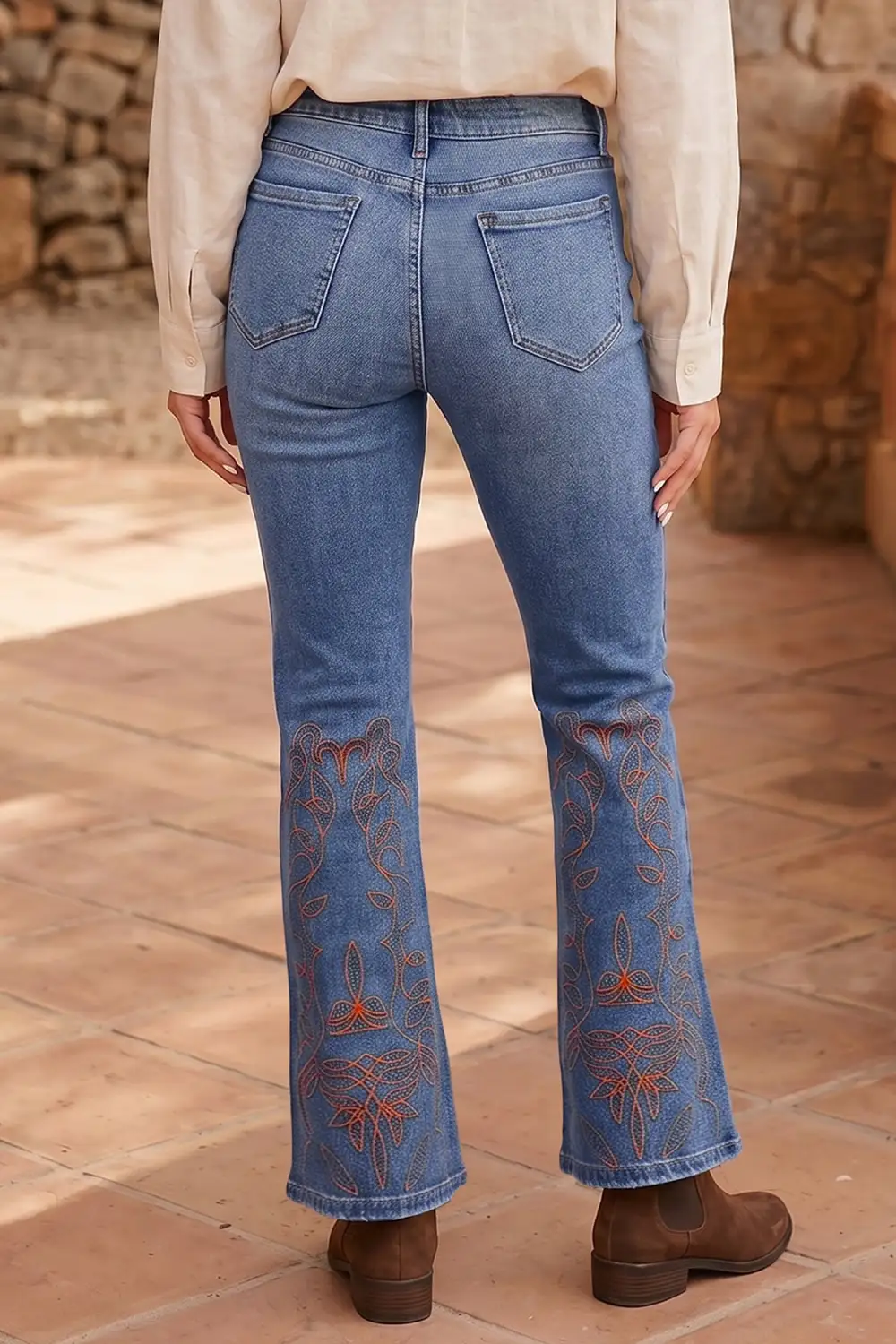 Women's Embroidered Flare Leg Jeans