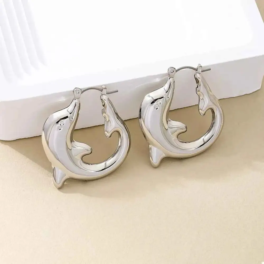 18K Gold Plated Dolphin Hoop Earrings